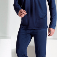 Pijama Masculino Manga Longa Gola V com Calça